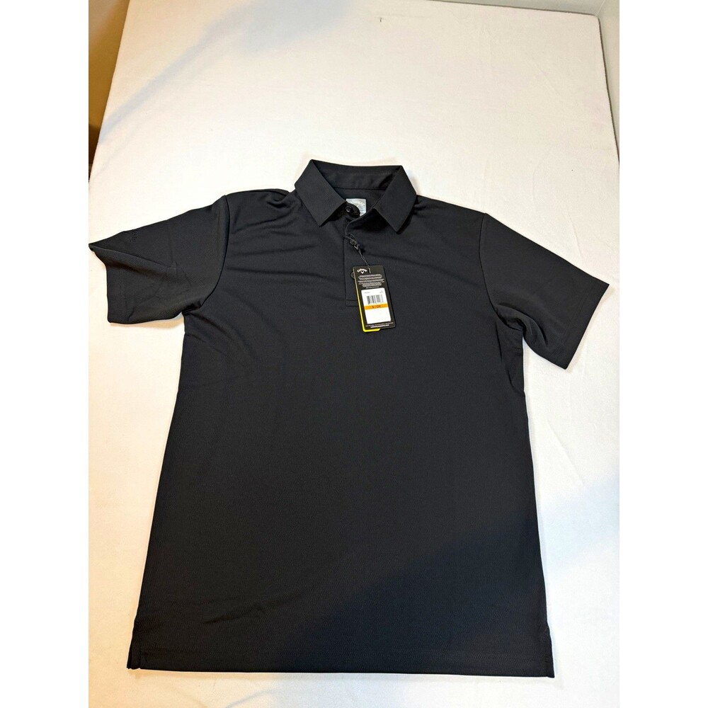 Callaway Opti-Dri Golf Polo Shirt Mens S Black Solid Short Sleeve UPF 50